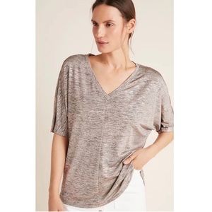 NWT Anthropologie Radiant Gray Silver Shimmer Shirt